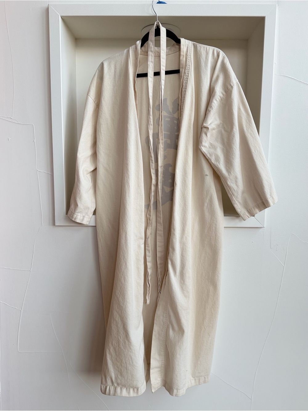 Cream Open-Front Kimono Robe
